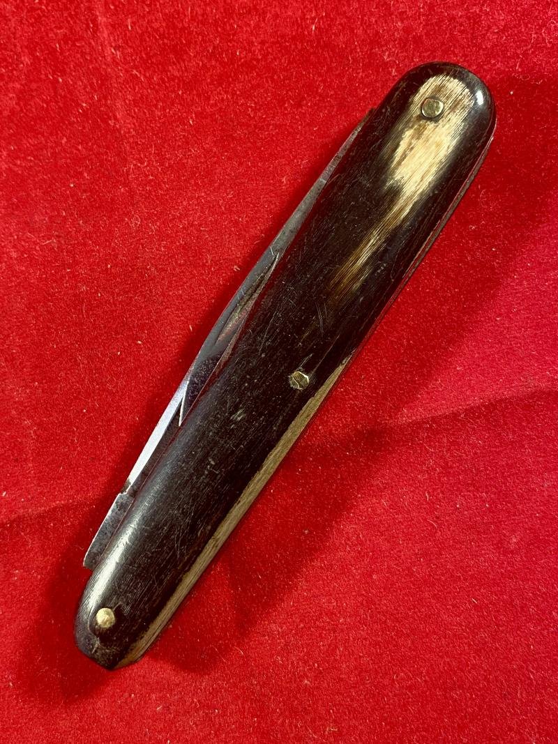 Antique Double-Bladed Penknife with Smooth Horn Grip Scales made in Sheffield c1880 — image 9