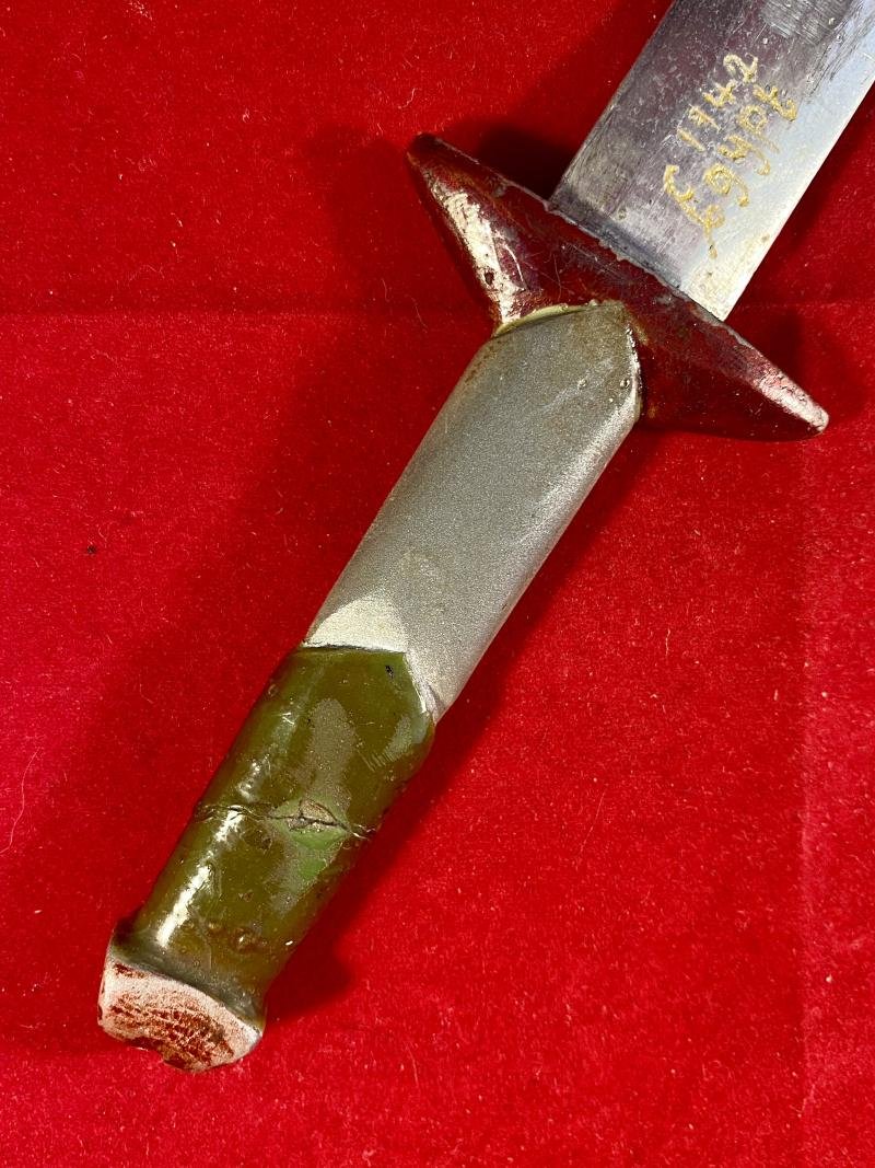 WW2 Theatre made Aluminium 'Trench Art' Combat Knife marked Egypt 1942 — image 3