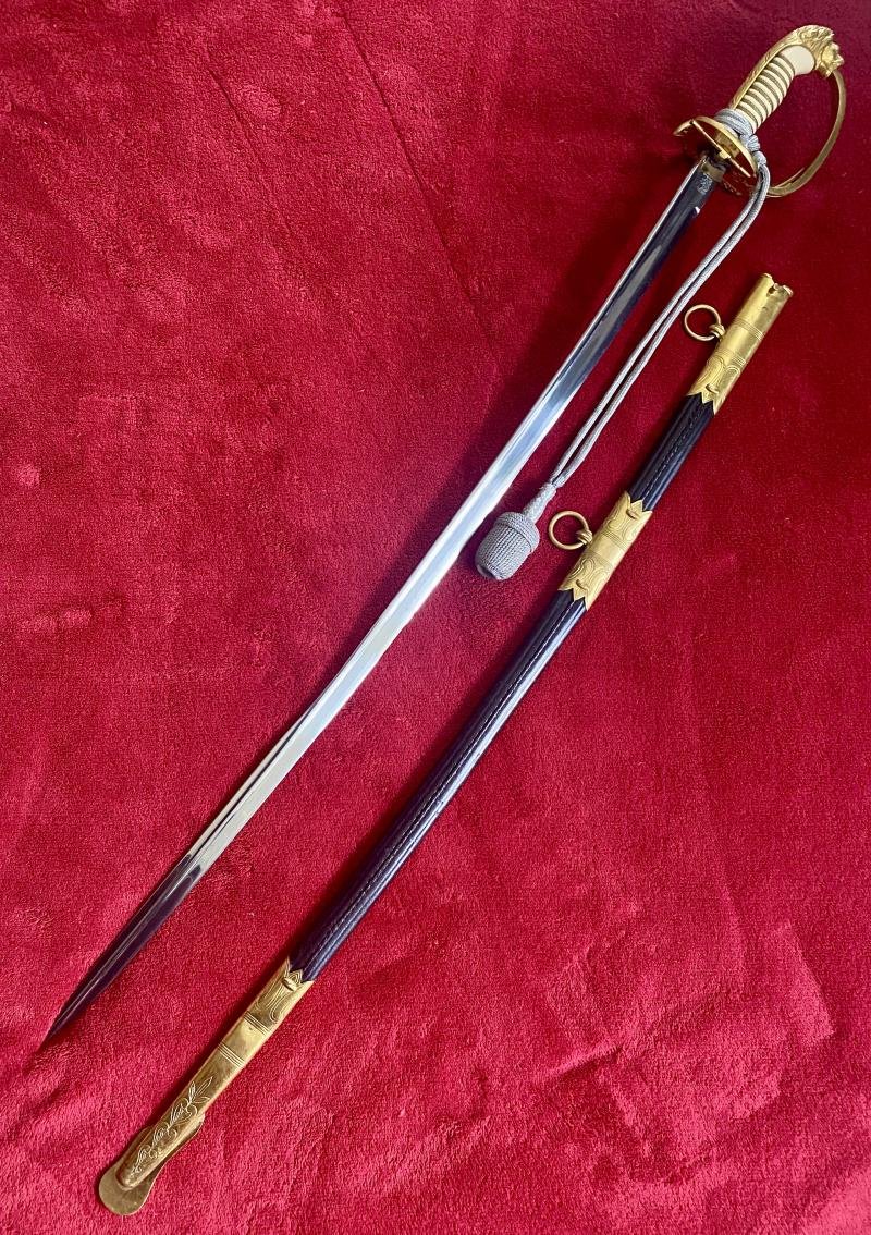 Beautiful Near Mint WW2 Kriegsmarine Officers Sword by Carl Eickhorn with Bullion Dress Knot — image 2