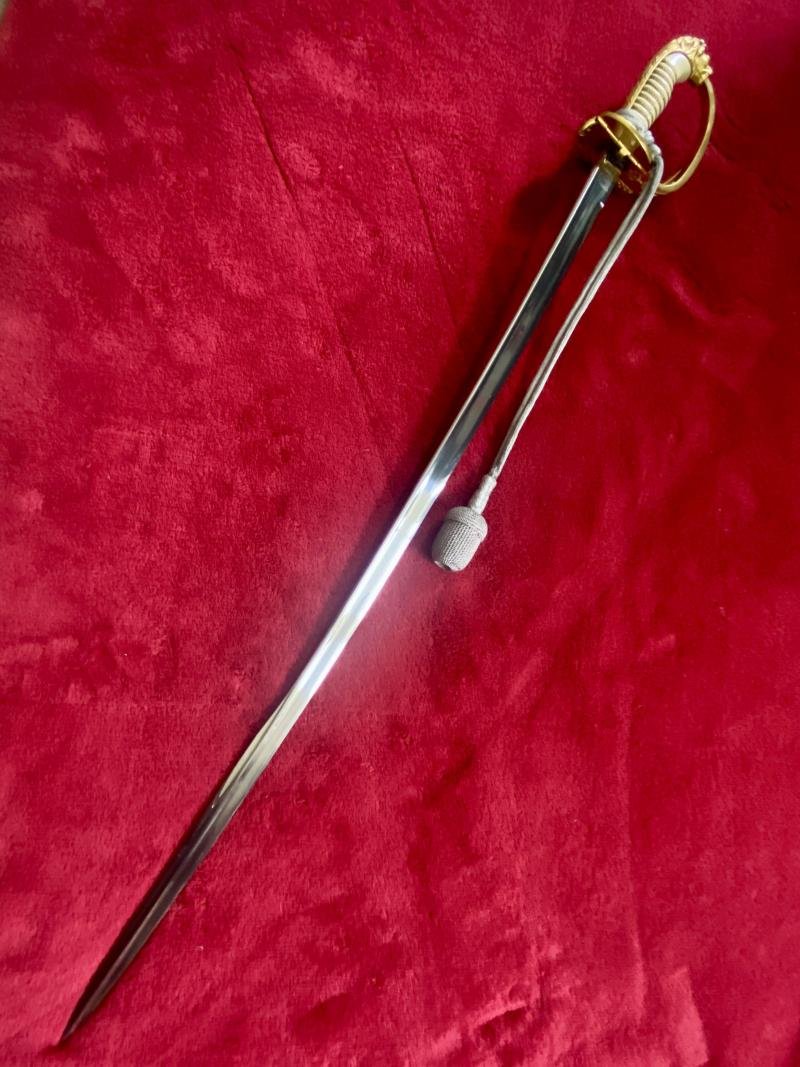 Beautiful Near Mint WW2 Kriegsmarine Officers Sword by Carl Eickhorn with Bullion Dress Knot — image 4