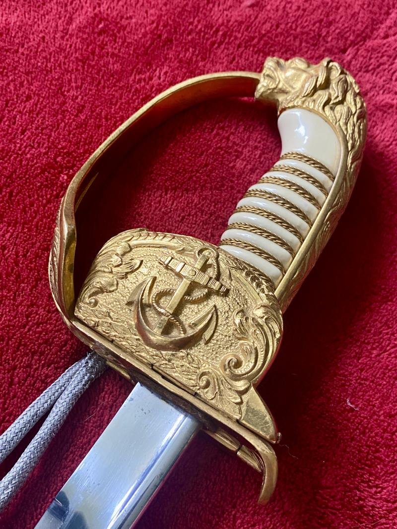 Beautiful Near Mint WW2 Kriegsmarine Officers Sword by Carl Eickhorn with Bullion Dress Knot — image 6