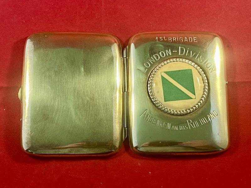 Souvenir WW1 British Army 1st Brigade London - Division 'Andenken An Das Rheinland' Brass Cigarette Case — image 3