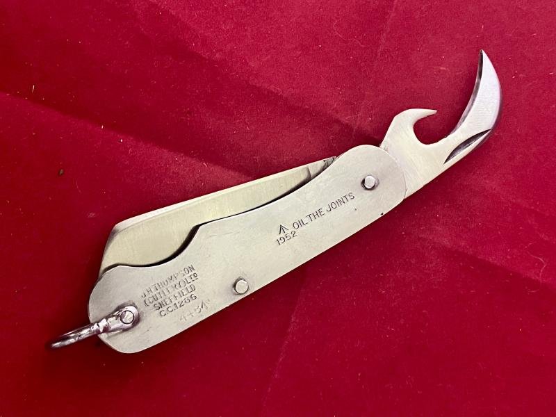 Vintage Unused British Army Folding Two-Piece Stainless Steel Clasp or Jack Knife Dated 1952 with Original Waxed Paper Wrapping — image 3