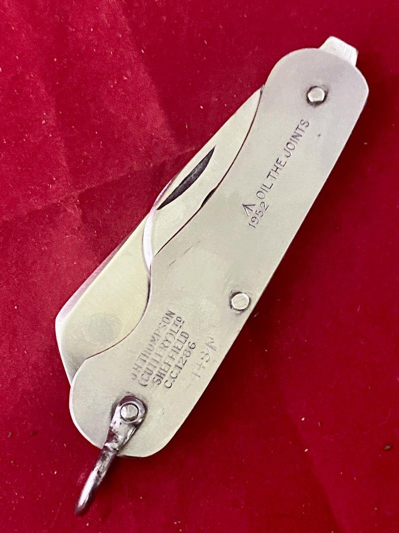Vintage Unused British Army Folding Two-Piece Stainless Steel Clasp or Jack Knife Dated 1952 with Original Waxed Paper Wrapping — image 7