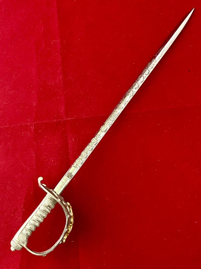 Rare Miniature Household Cavalry Officers Sword by Wilkinson Sword with Presentation Box and Wooden Display Plinth — image 4