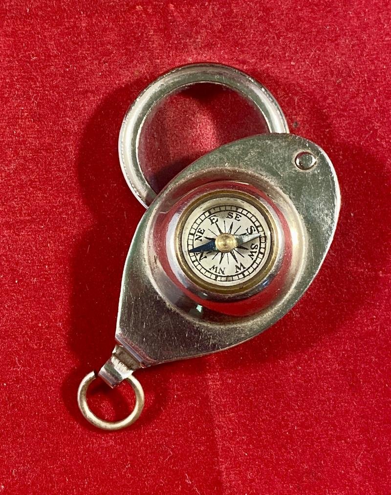 English Compass and Magnifying Glass/Loop Fob Charm c1930 — image 2