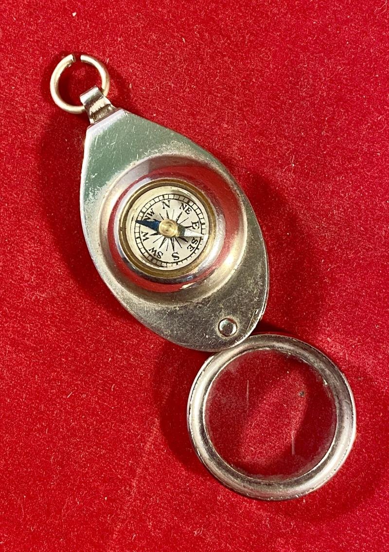 English Compass and Magnifying Glass/Loop Fob Charm c1930 — image 5