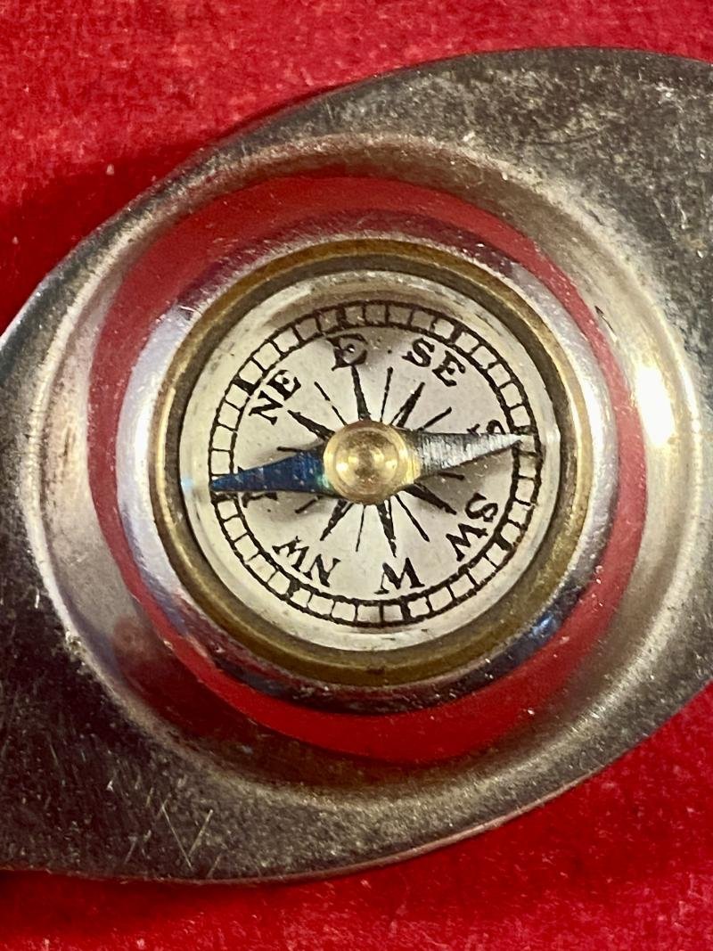 English Compass and Magnifying Glass/Loop Fob Charm c1930 — image 8