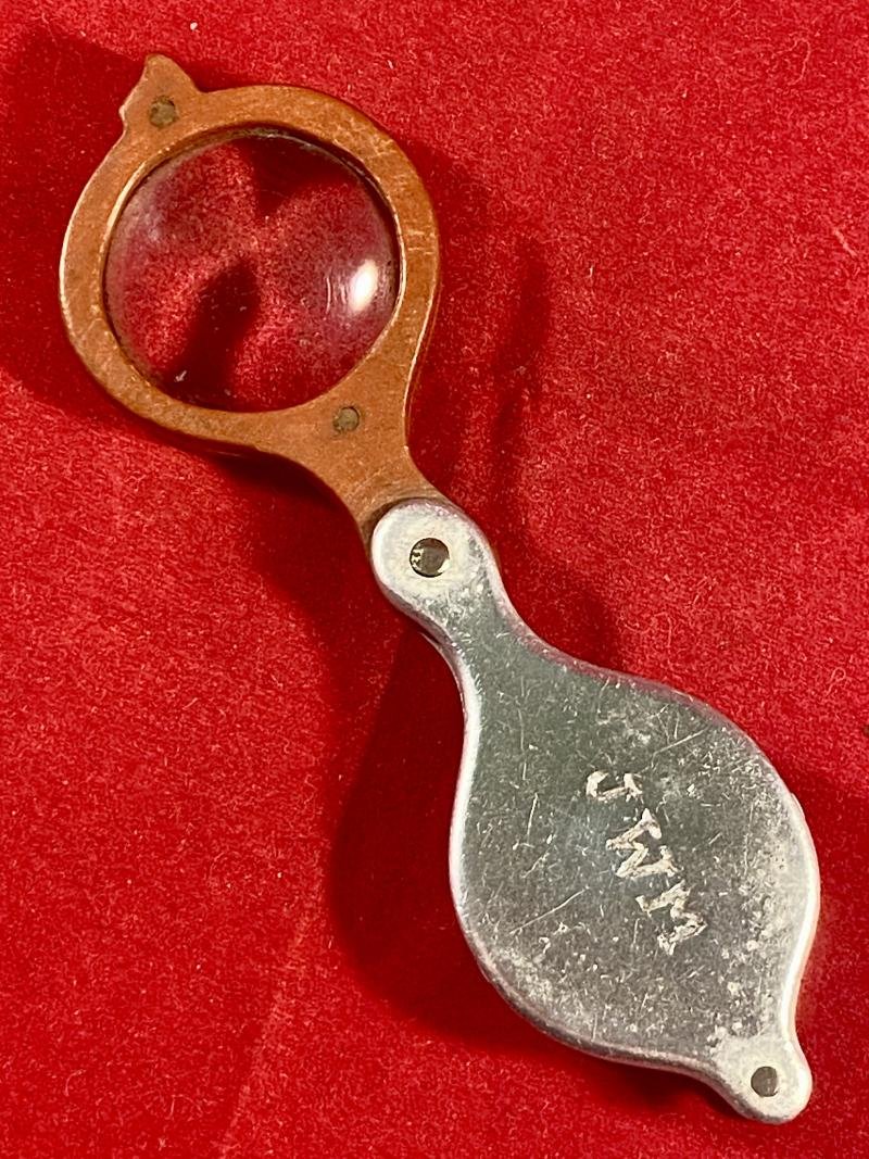 WW2 Trench Art Folding Pocket Compass made from Bakelite and Aluminium with Initials JWM — image 3