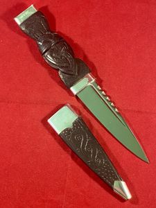 Vintage Scottish Sgian Dubh with Hand Carved Wooden Grip and …