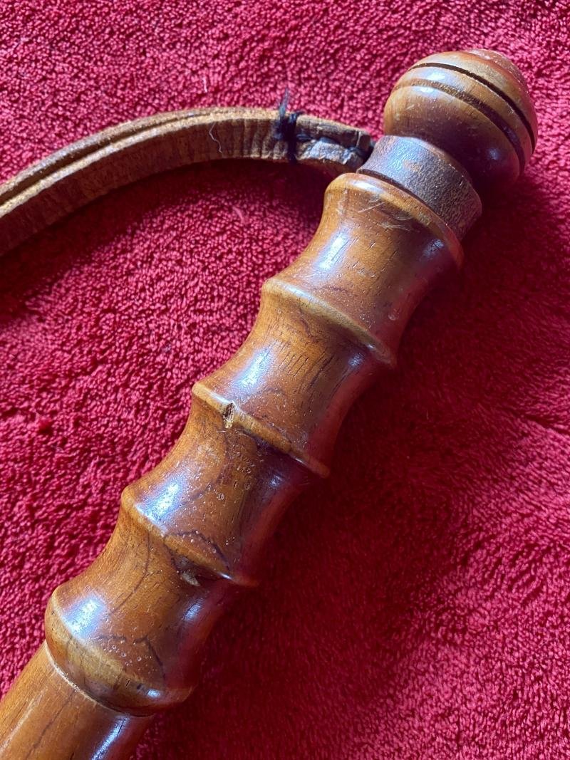 Antique British Police Hickory Truncheon with Original Leather Wrist Strap Marked HIATT c1920 — image 3