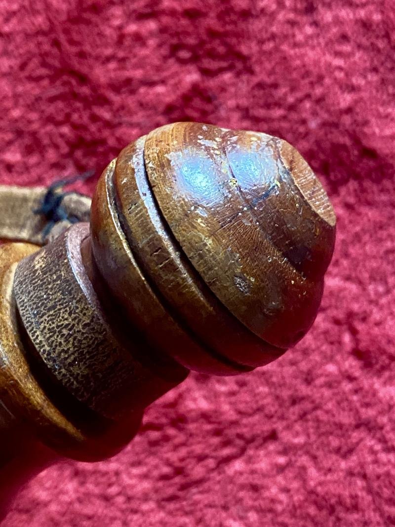 Antique British Police Hickory Truncheon with Original Leather Wrist Strap Marked HIATT c1920 — image 6