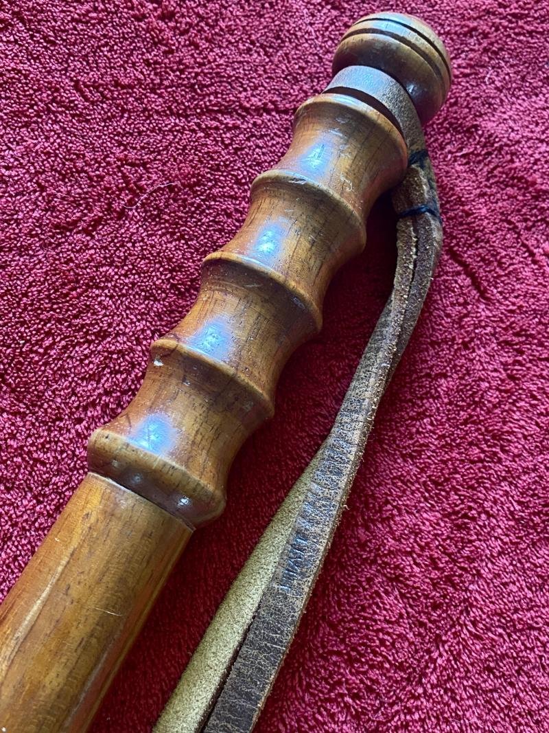 Antique British Police Hickory Truncheon with Original Leather Wrist Strap Marked HIATT c1920 — image 9