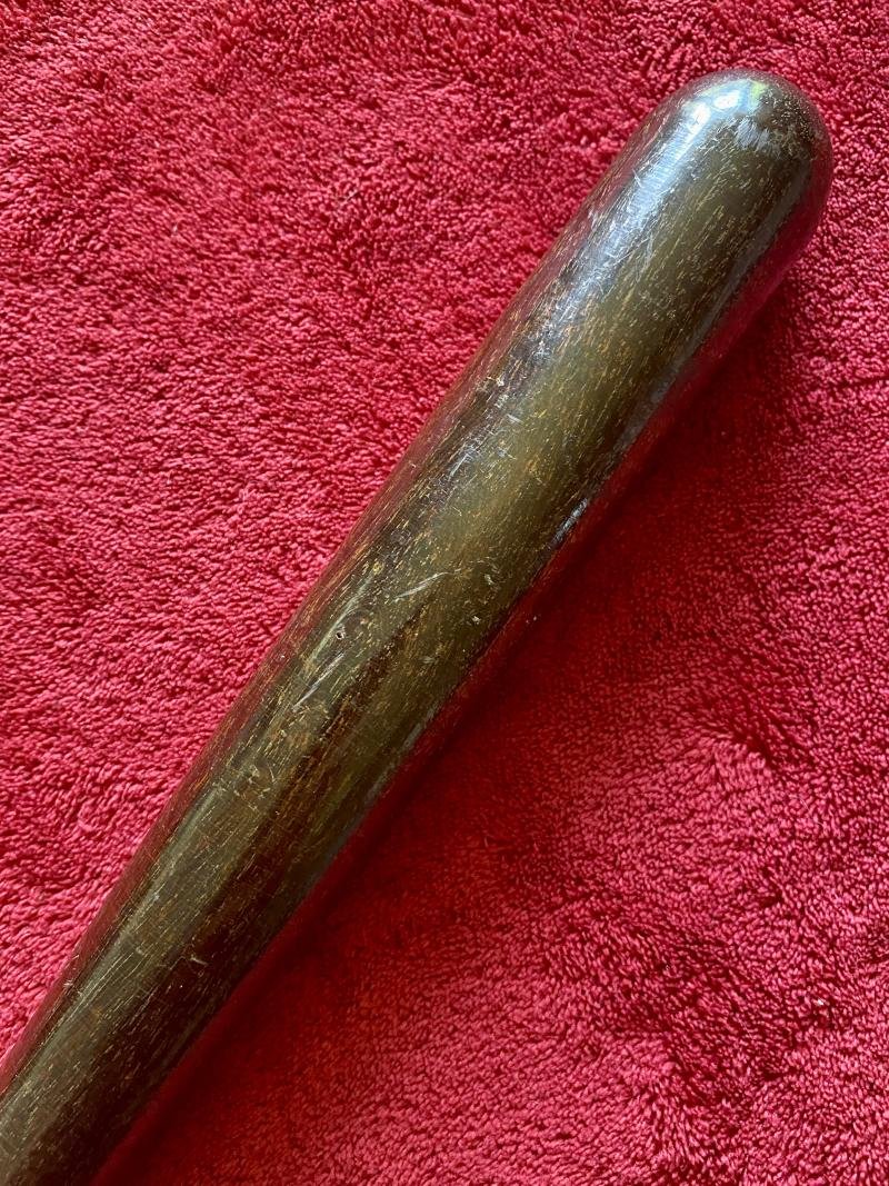 Original Vintage Dark Oak British Police Truncheon with Leather Strap c1960 — image 6