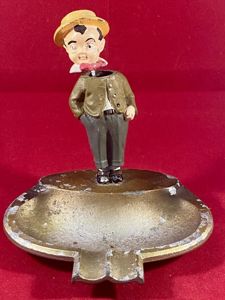 Amusing Vintage Cold Painted Austrian Bobble Head Figure Ashtray