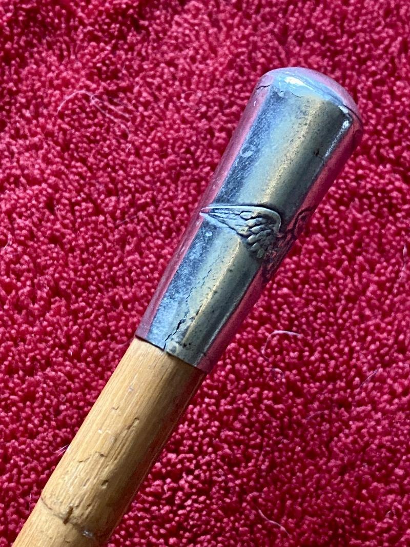 WW1 Royal Flying Corps (RFC) Silver-Plated Thimble Pattern Topped Bamboo Swagger Stick — image 4