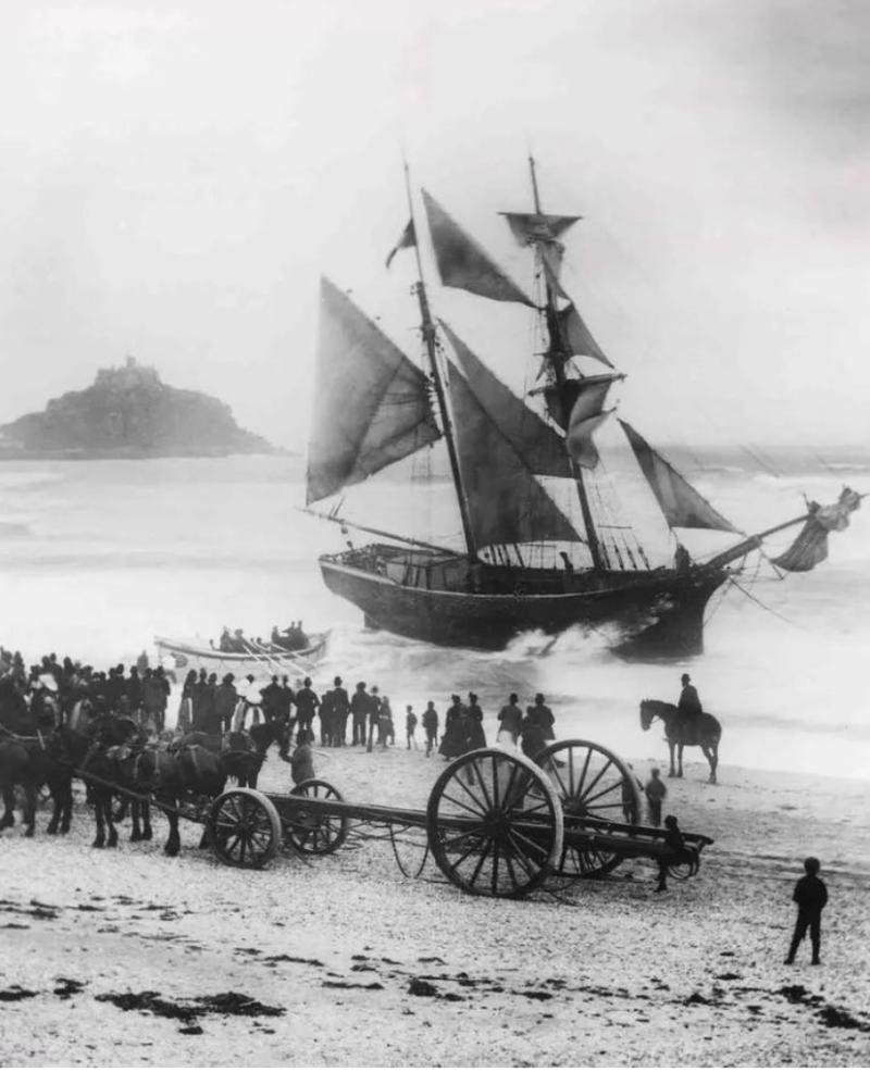Pewter Image/Picture of French Brigantine Jeune Hortense Shipwrecked at Long Rock, Penzance Cornwall 11th May 1888 - signed Sue Lake — image 10