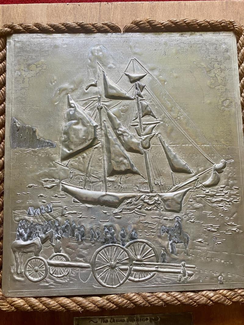 Pewter Image/Picture of French Brigantine Jeune Hortense Shipwrecked at Long Rock, Penzance Cornwall 11th May 1888 - signed Sue Lake — image 2