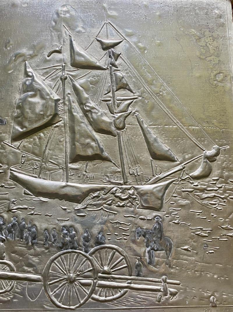Pewter Image/Picture of French Brigantine Jeune Hortense Shipwrecked at Long Rock, Penzance Cornwall 11th May 1888 - signed Sue Lake — image 5