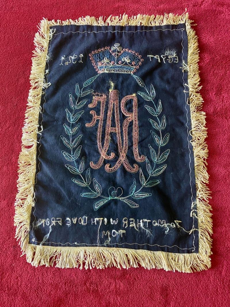 WW2 Souvenir RAF Embroidered Banner - EGYPT 1941 - TO MOTHER WITH LOVE FROM TOM — image 10