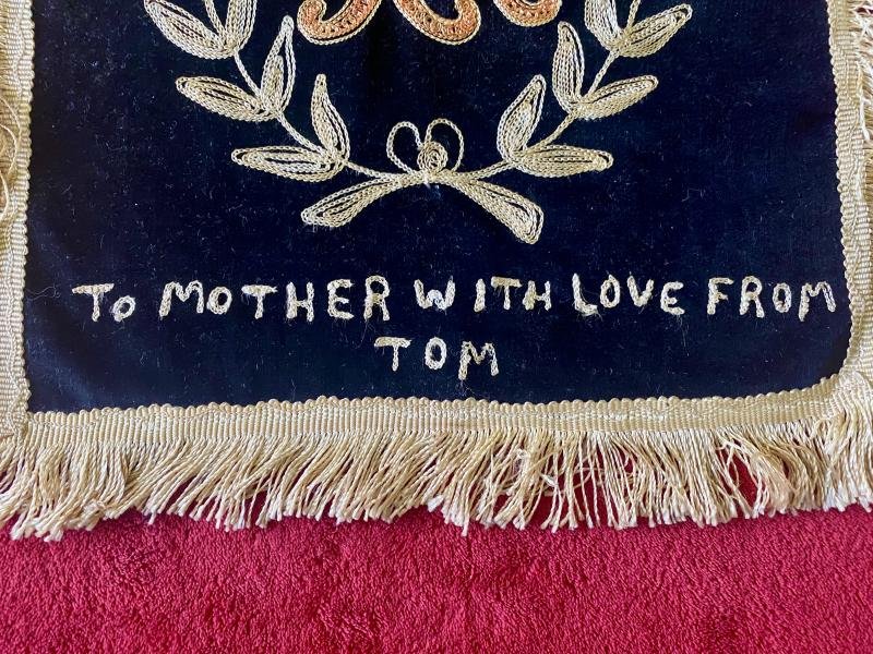 WW2 Souvenir RAF Embroidered Banner - EGYPT 1941 - TO MOTHER WITH LOVE FROM TOM — image 4
