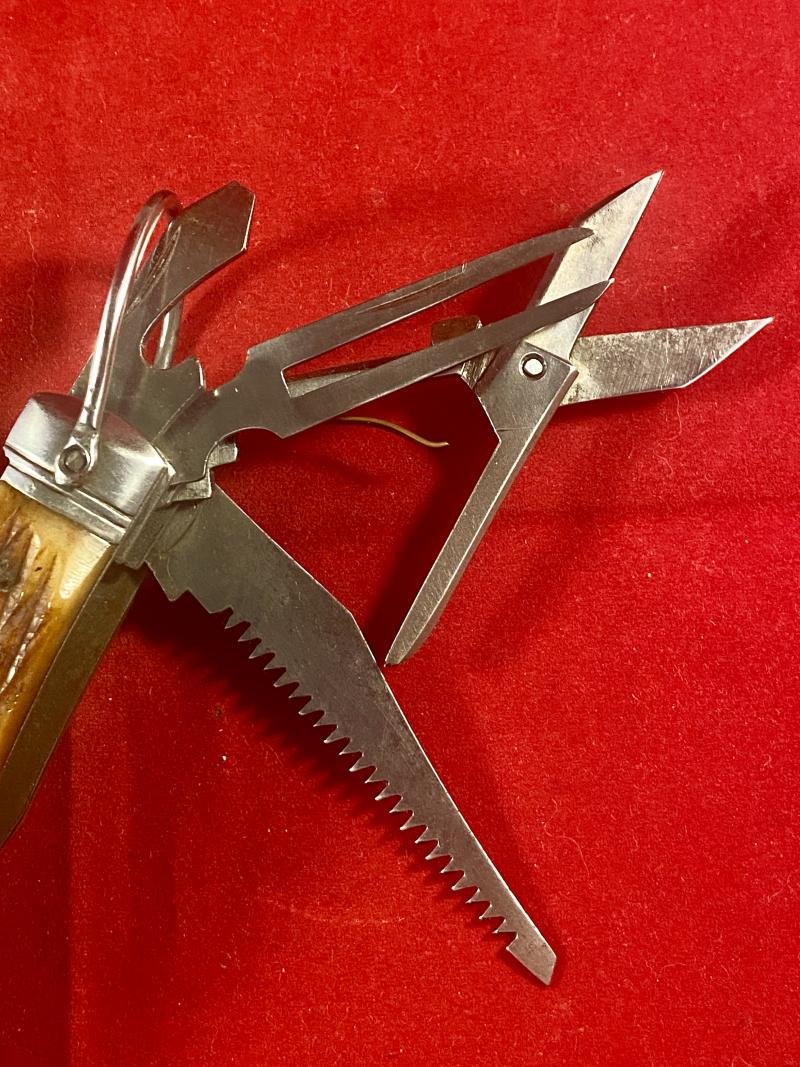 Vintage Japanese HOBO - 11 Multi Tool Survival Knife with Synthetic Stag-horn Grips, by STELLAR, c1950 — image 4