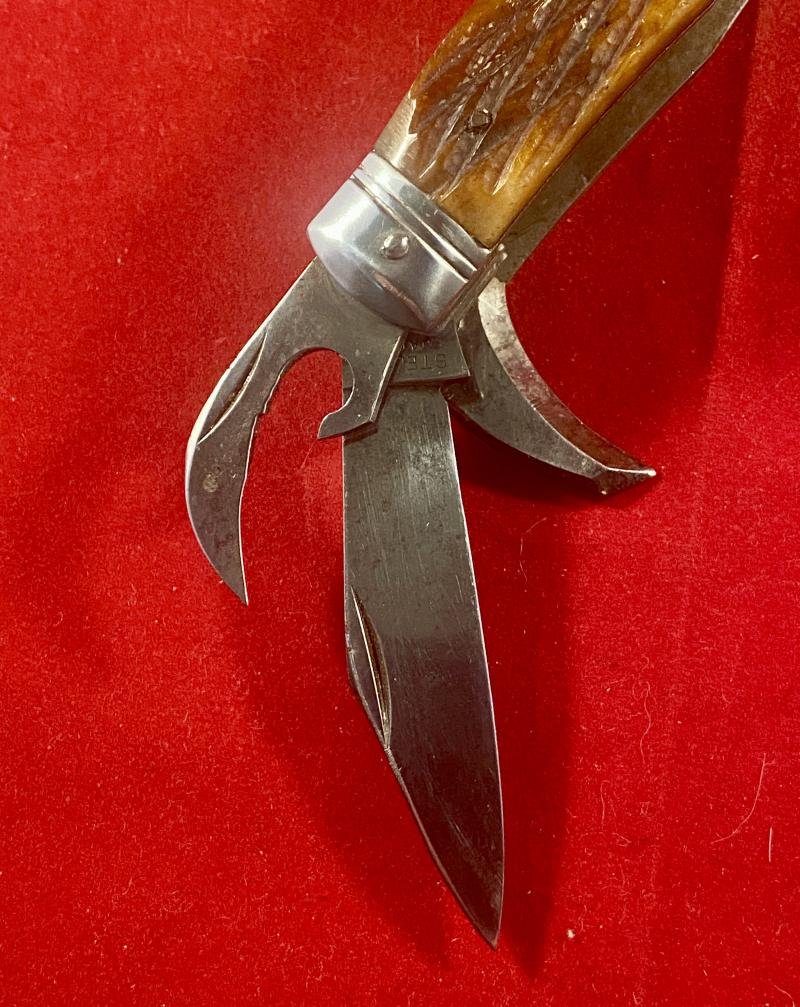 Vintage Japanese HOBO - 11 Multi Tool Survival Knife with Synthetic Stag-horn Grips, by STELLAR, c1950 — image 6