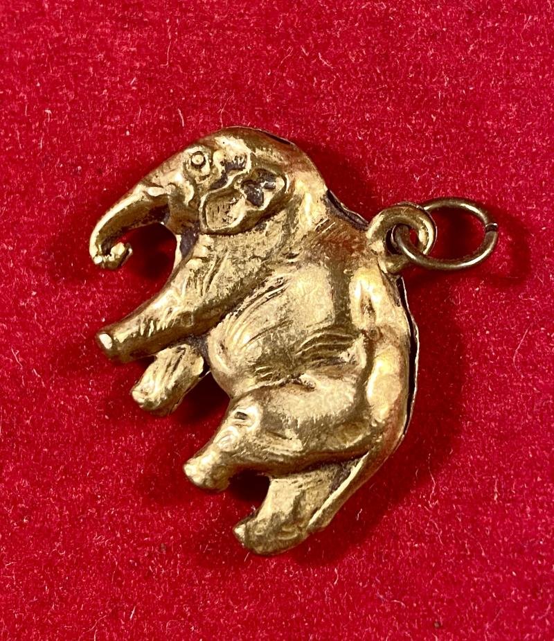 Antique Gilt Pressed Brass Elephant Charm/Pendant — image 3