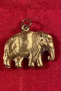 Antique Gilt Pressed Brass Elephant Charm/Pendant