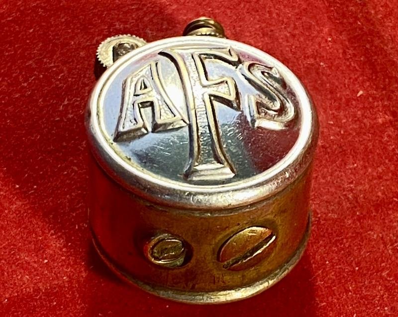 Fine WW2 Auxiliary Fire Service Brass Pocket Petrol Lighter with Silver Plated AFS Buttons — image 10
