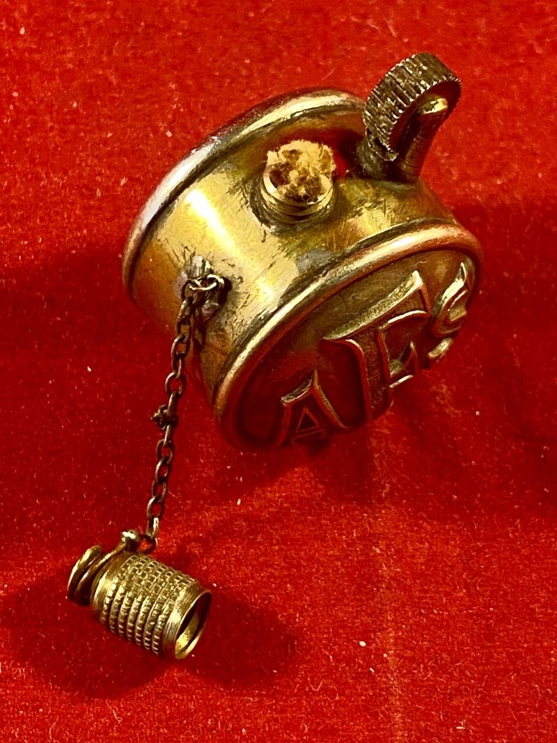 Fine WW2 Auxiliary Fire Service Brass Pocket Petrol Lighter with Silver Plated AFS Buttons — image 3