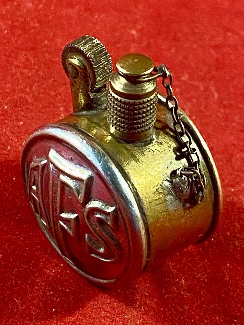 Fine WW2 Auxiliary Fire Service Brass Pocket Petrol Lighter with Silver Plated AFS Buttons — image 5