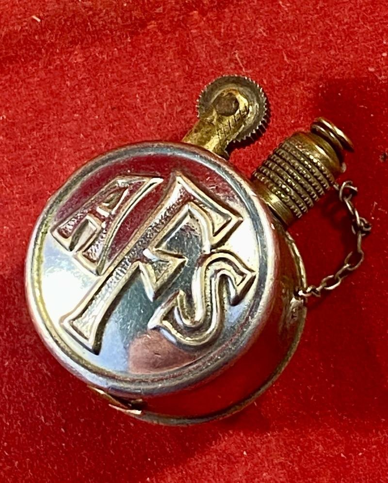 Fine WW2 Auxiliary Fire Service Brass Pocket Petrol Lighter with Silver Plated AFS Buttons — image 8