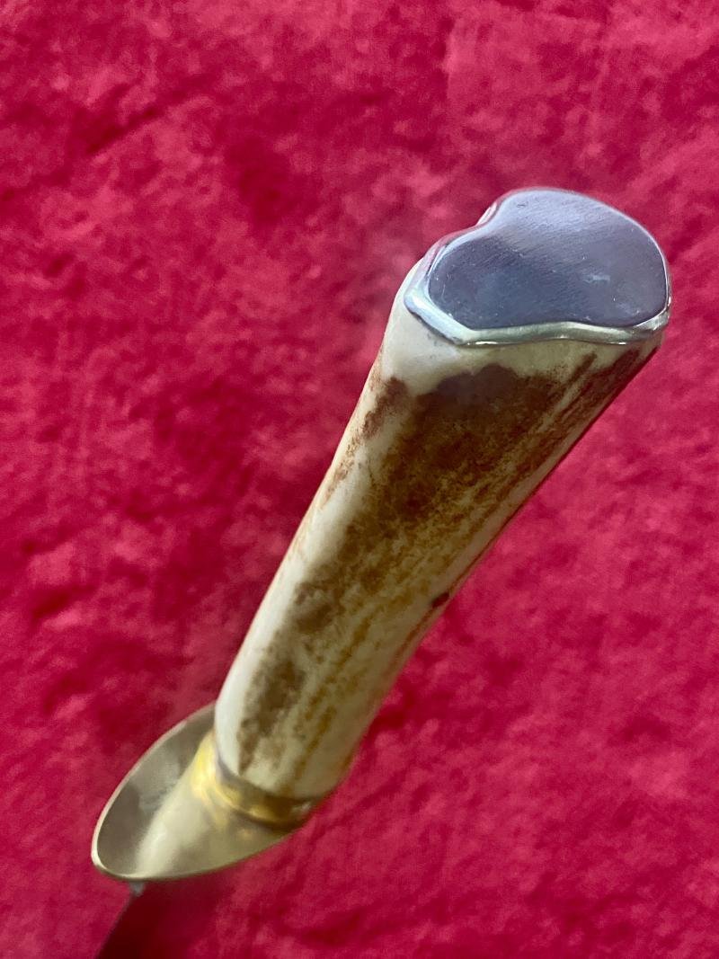 Handmade Vintage Bowie Knife with Impressive 9.5' Polished Steel Blade – Stag Antler Handle and Suede Sheath — image 6