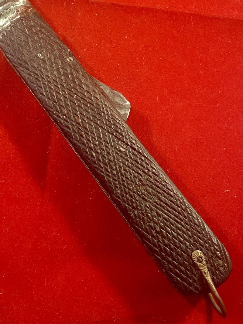 Unusual Large Antique Folding Lock-Back Knife with Chequered Wood Grip by Joseph Rodgers & Sons c1880 — image 7