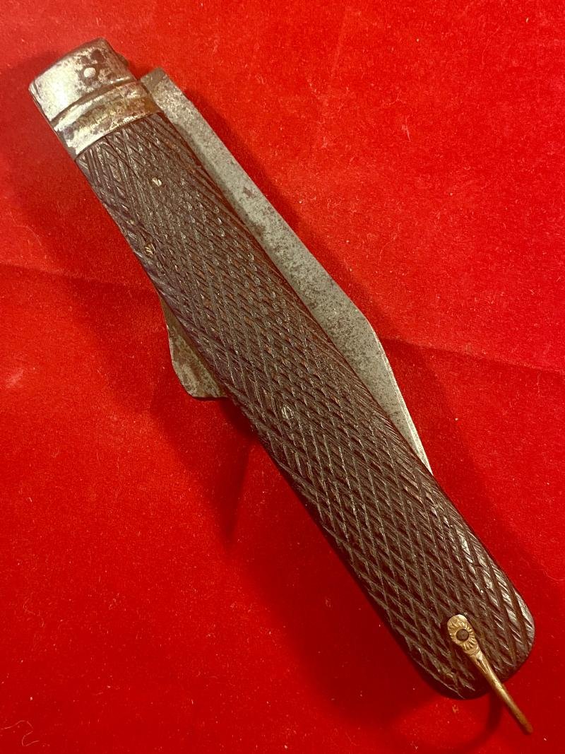 Unusual Large Antique Folding Lock-Back Knife with Chequered Wood Grip by Joseph Rodgers & Sons c1880 — image 9