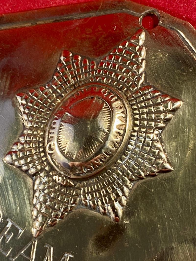 Vintage Coldstream Guards Brass Bed Plate Named to J.A. DENNISON - 2650840 — image 4