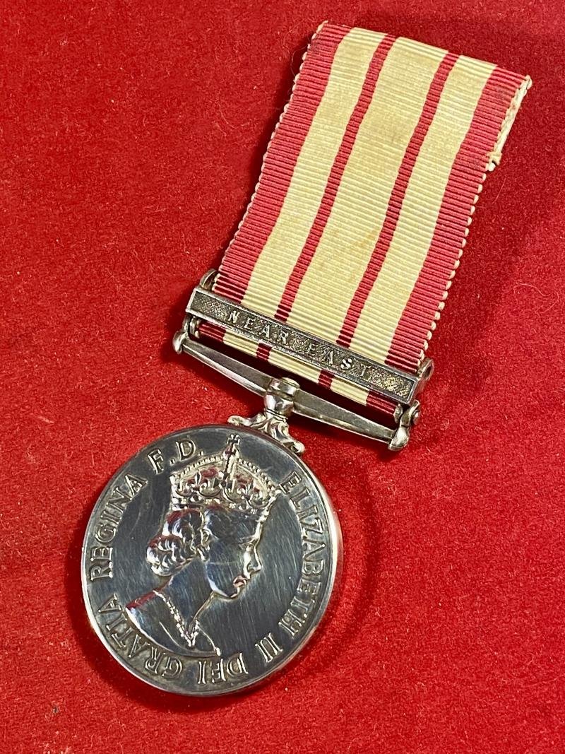 Silver ERII Naval General Service Medal 1915-62 with NEAR EAST clasp for Operation Musketeer - Suez Crisis 1956 — image 2