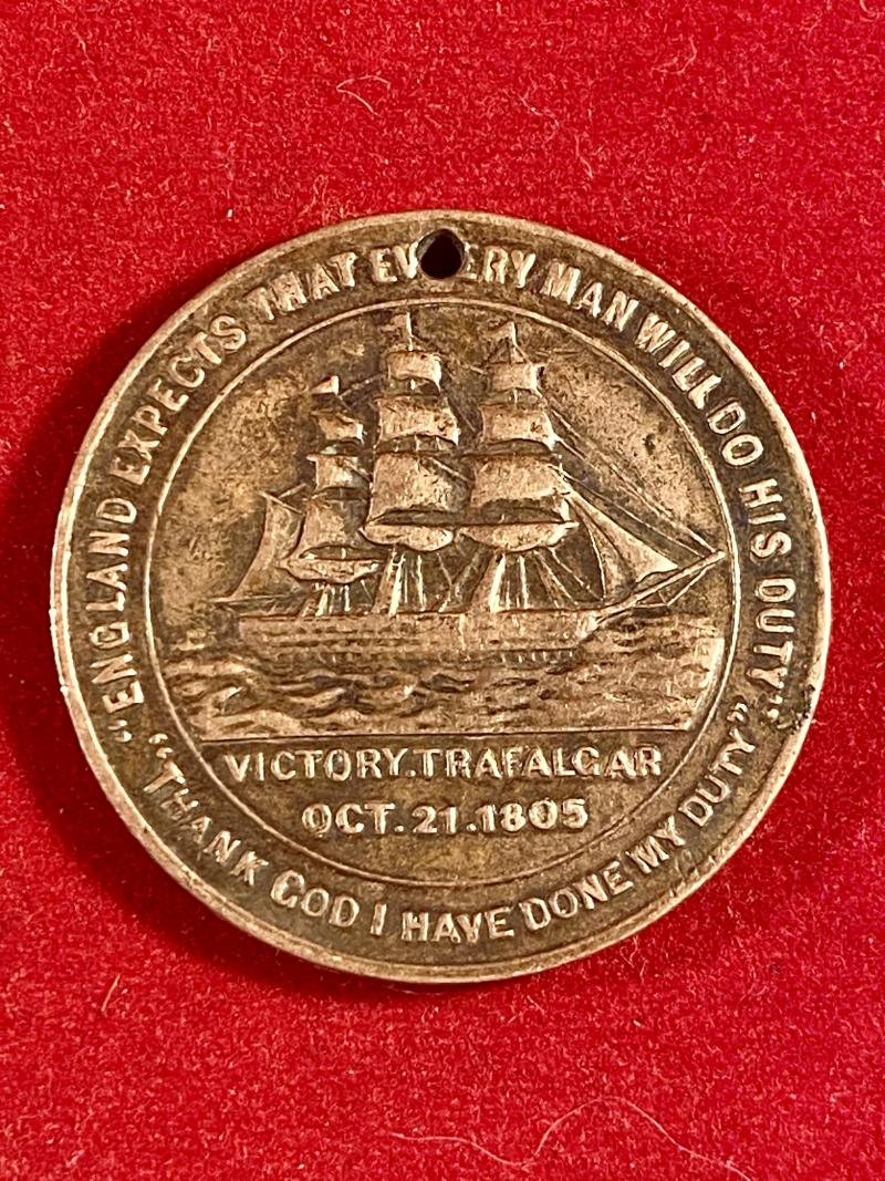 Gilt Copper Medal Token Issued to Commemorate Lord Nelson's Death Centenary in 1905 by the British & Foreign Sailor's Society — image 2
