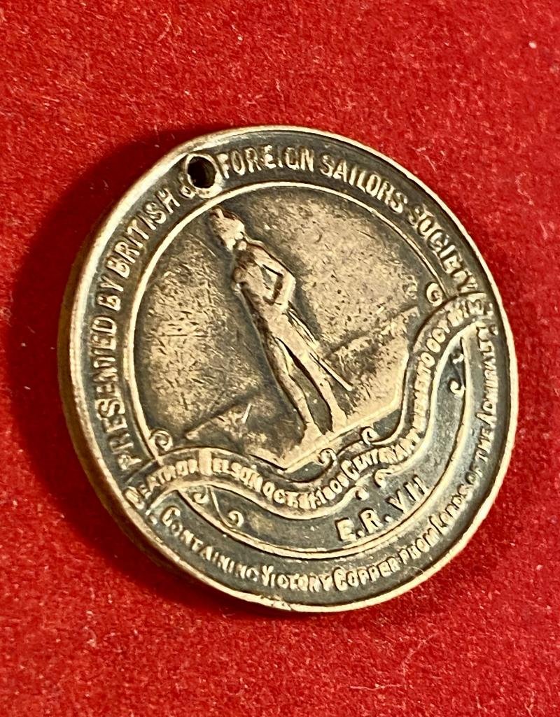 Gilt Copper Medal Token Issued to Commemorate Lord Nelson's Death Centenary in 1905 by the British & Foreign Sailor's Society — image 3