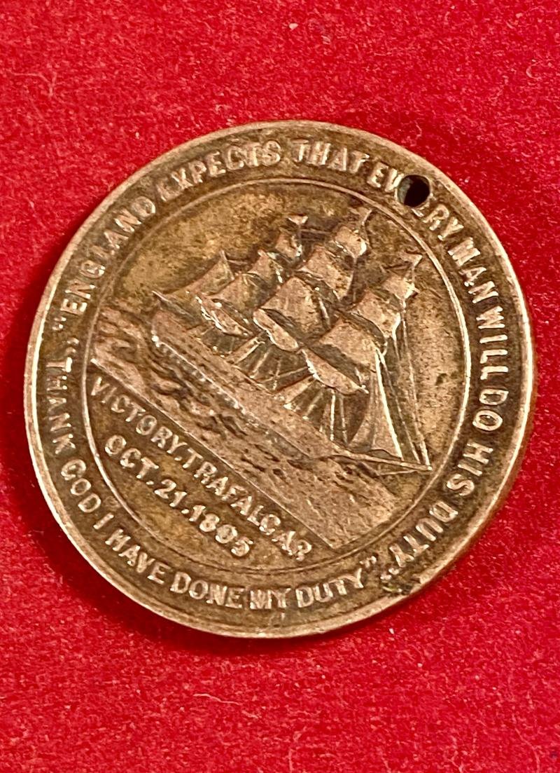 Gilt Copper Medal Token Issued to Commemorate Lord Nelson's Death Centenary in 1905 by the British & Foreign Sailor's Society — image 5