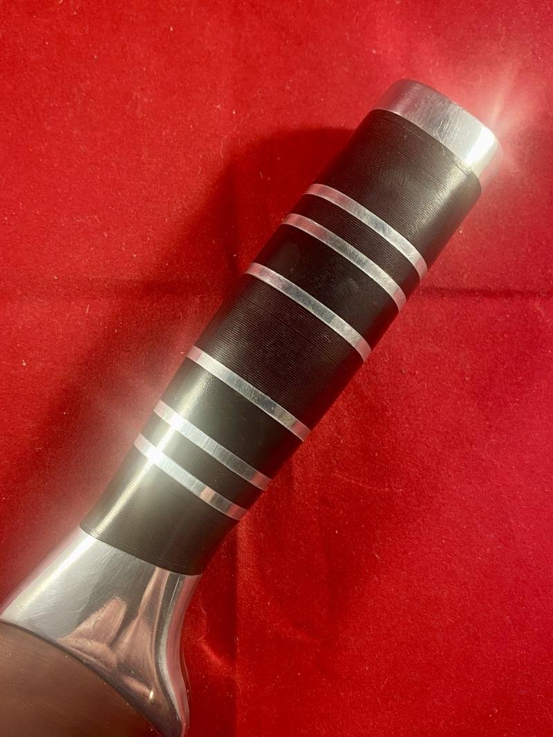 Large Vintage Miguel Nieto S.L Handmade Hunting Knife with 8' Blade and Leather Sheath — image 10