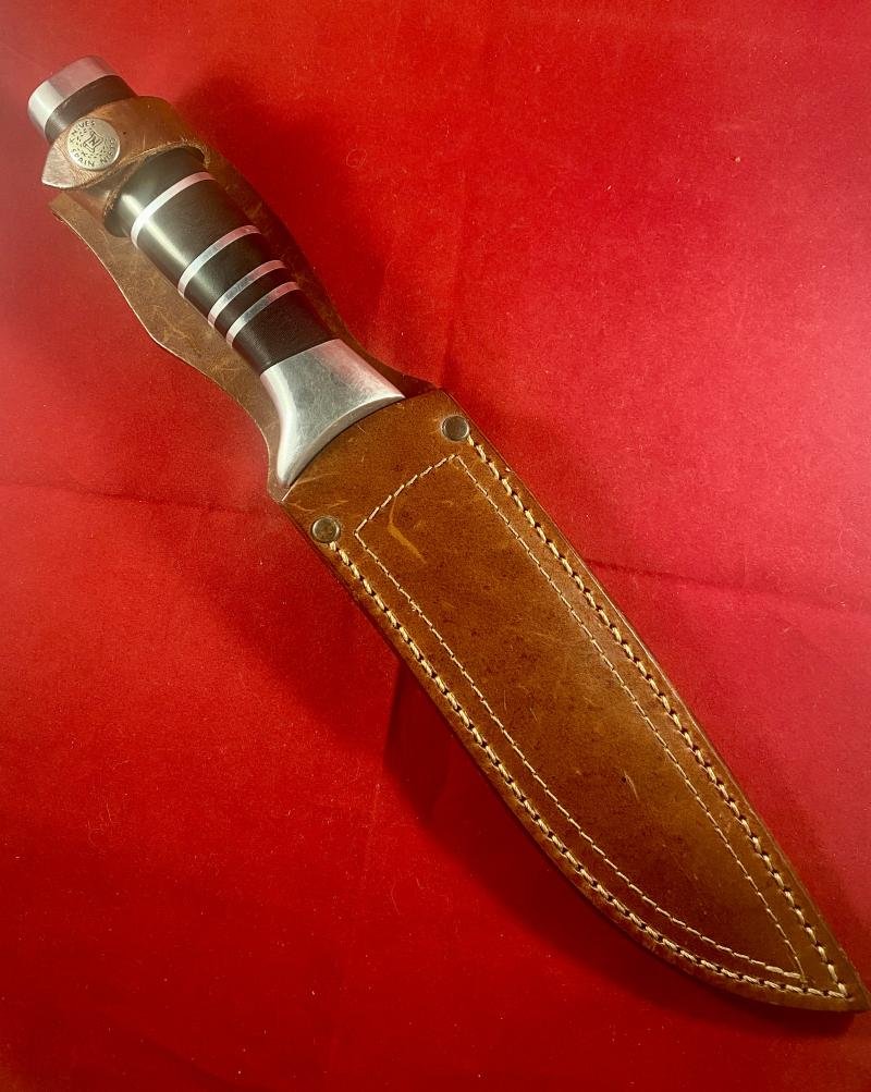Large Vintage Miguel Nieto S.L Handmade Hunting Knife with 8' Blade and Leather Sheath — image 2