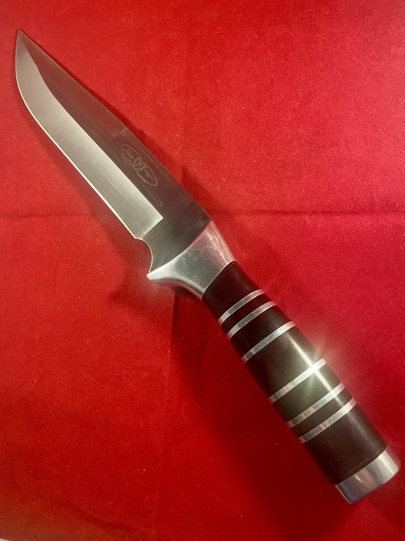 Large Vintage Miguel Nieto S.L Handmade Hunting Knife with 8' Blade and Leather Sheath — image 5