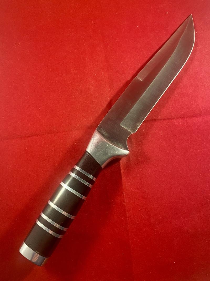 Large Vintage Miguel Nieto S.L Handmade Hunting Knife with 8' Blade and Leather Sheath — image 6