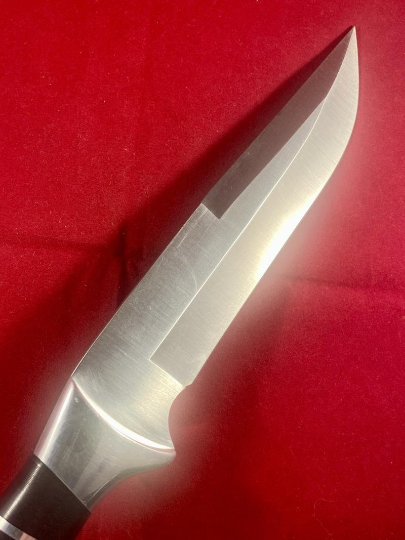 Large Vintage Miguel Nieto S.L Handmade Hunting Knife with 8' Blade and Leather Sheath — image 7