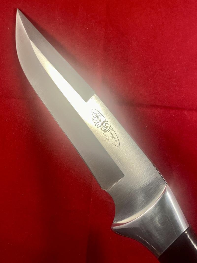 Large Vintage Miguel Nieto S.L Handmade Hunting Knife with 8' Blade and Leather Sheath — image 8