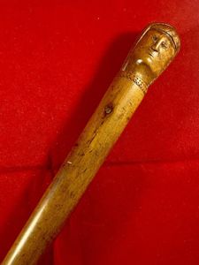 Antique Olive Wood Greek KEPKYPA (Corfu) Walking Stick with Carved …