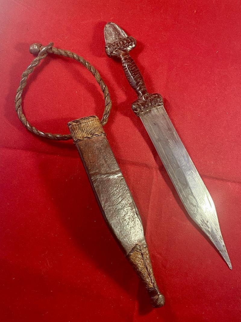 Antique 19th Century North African Sudanese Islamic Mahdist Dervish Arm Dagger with Scabbard — image 2