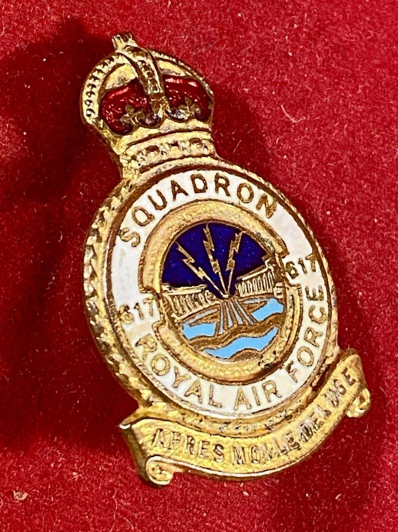 Rare Original WW2 Royal Air Force No 617 Squadron 'The Dambusters' Gilt and Enamel Badge by H. W. Miller Ltd — image 2